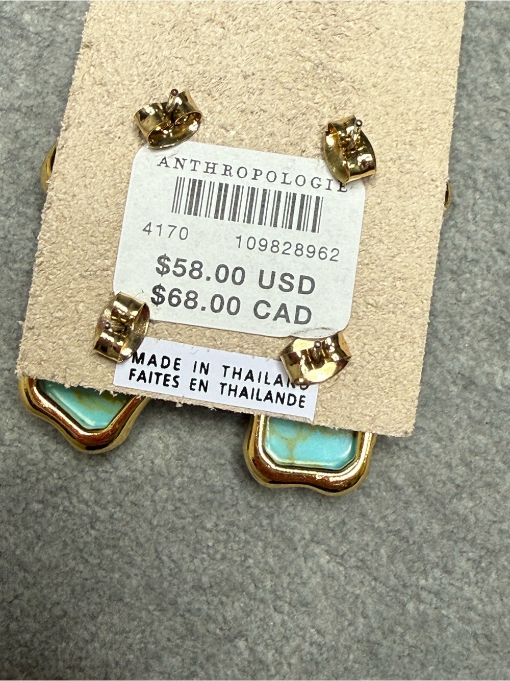 NWT Anthropologie Stone Post Earrings, Set of 2, Turquoise - Picture 4 of 4